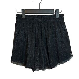 NWT BSBW Black Metallic Pleated Pull On Shorts